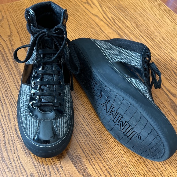 Jimmy Choo Limited Edition Belgravia Leather/Flannel High Tops - EUC - Picture 6 of 14